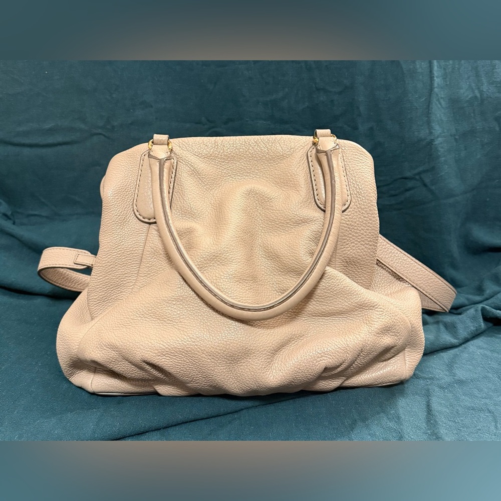 Marc by Marc Jacobs Taupe Pebbled Leather Satchel with Gold Plaque - Picture 2 of 5